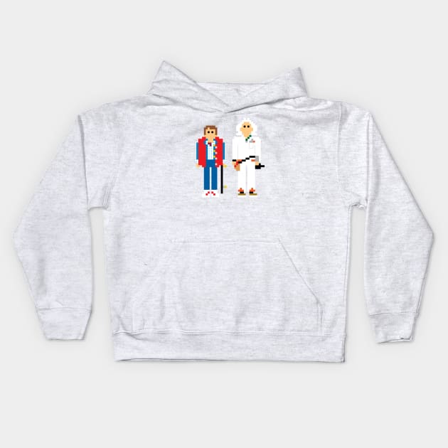 gotta get back in time 1980 pixelated characters Kids Hoodie by monkeysoup